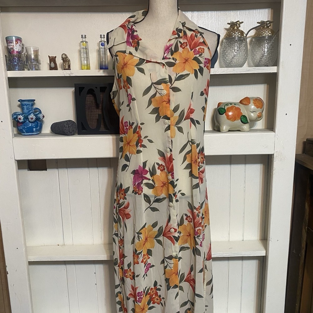 Victoria's Secret Sheer Floral Vtg Y2K Button Up Maxi Dress Medium